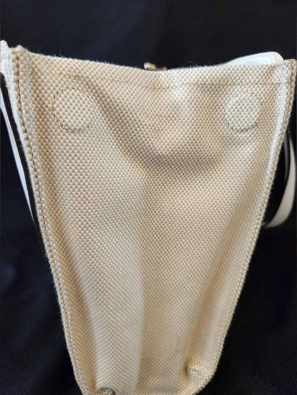 Antonio Melani White Leather Canvas Tote Bag Shoulder Purse Multi Pocket